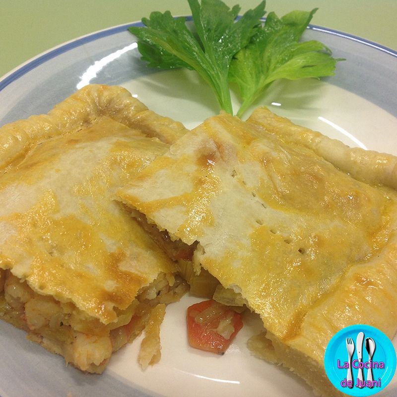 Empanadas de puerros y gambas
