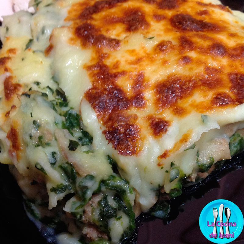 Pastel de patata con espinacas y carne picada