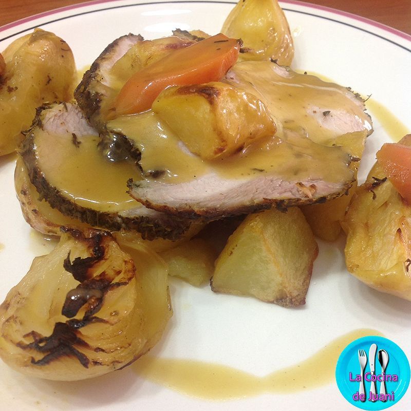 Cinta de cerdo al horno con salsa Gravy