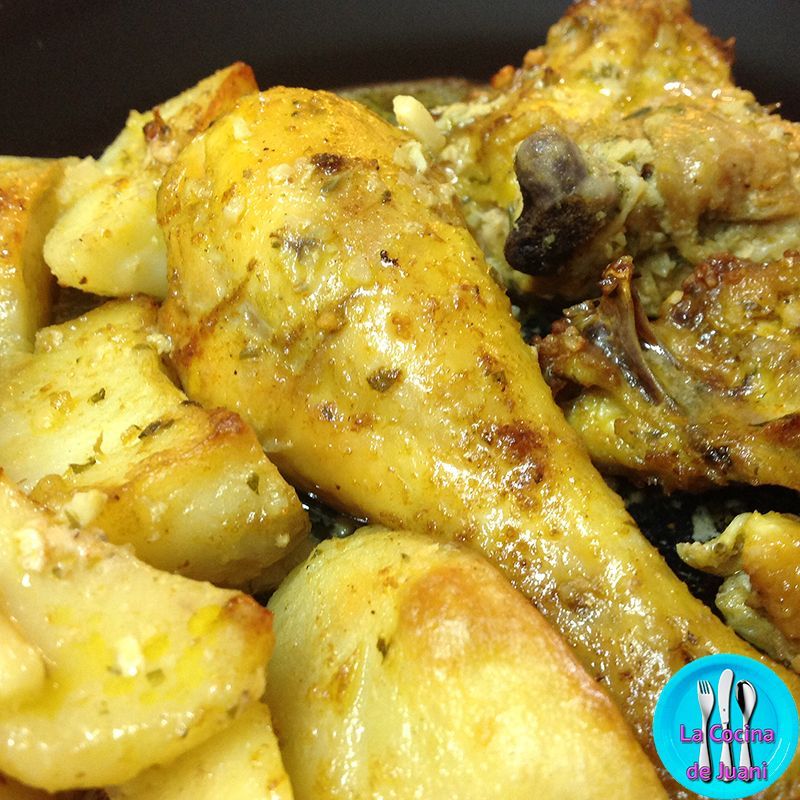 Pollo con ajos y vino