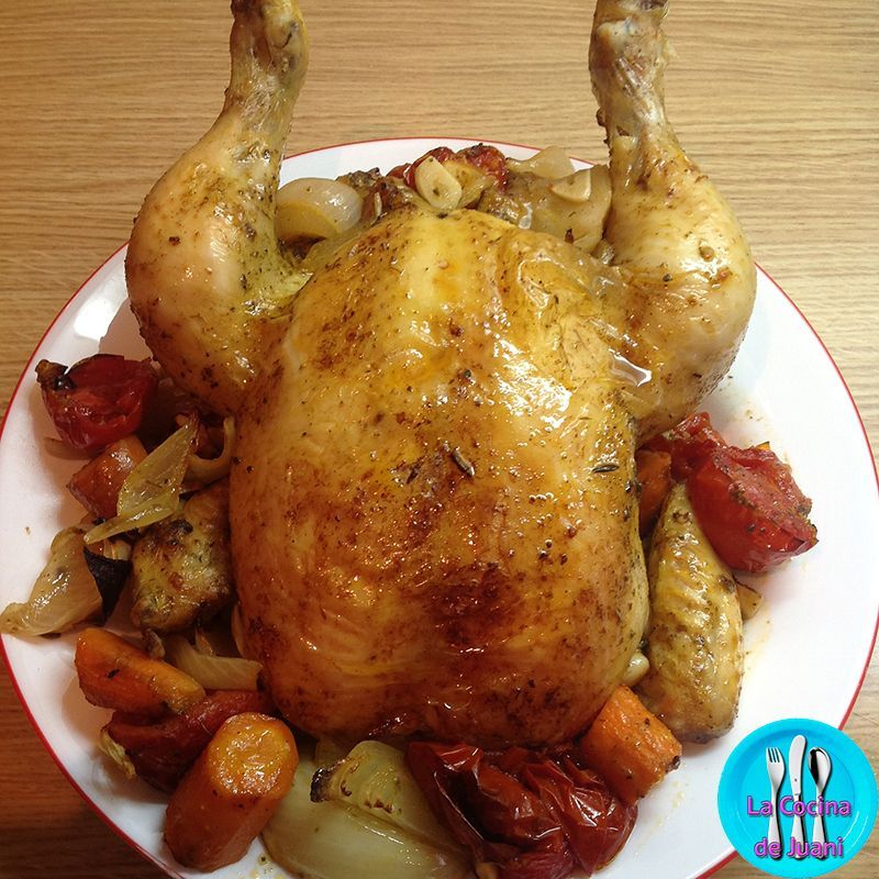 Pollo asado en su jugo