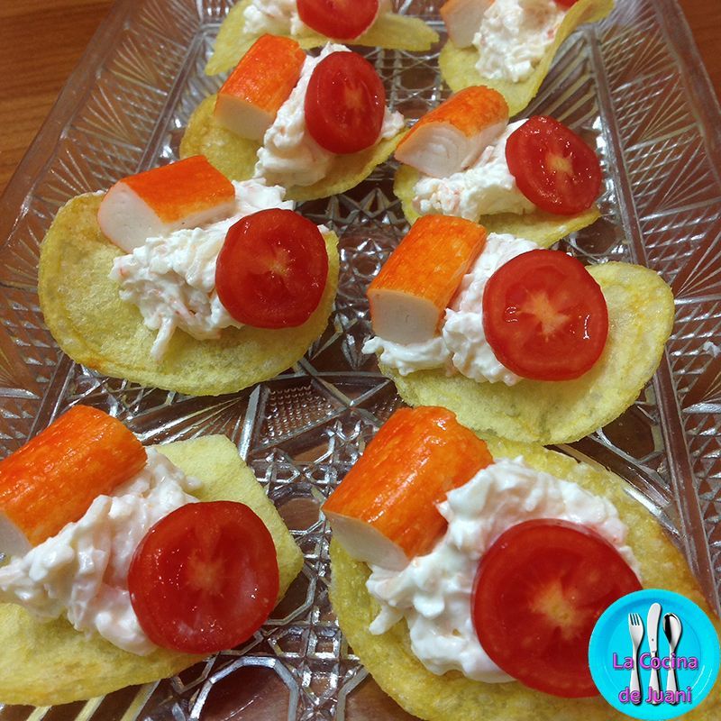Canapé de patata y cangrejo