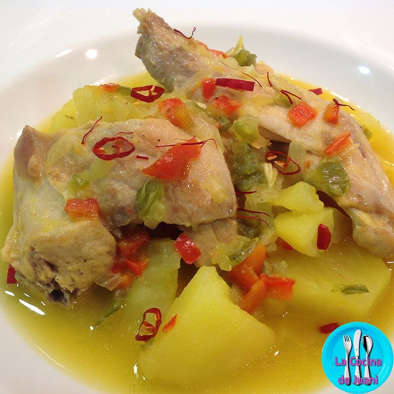Conejo con patatas guisadas