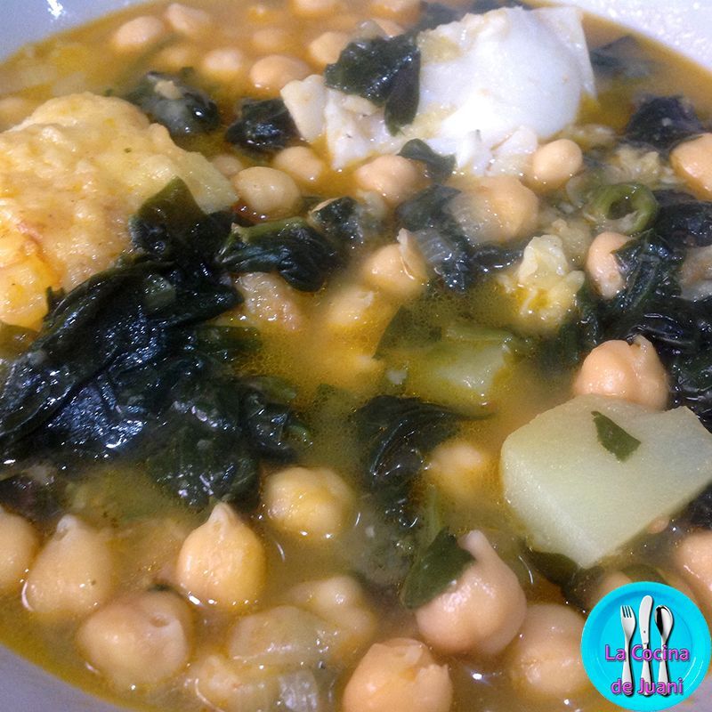 Garbanzos con bacalao y patata