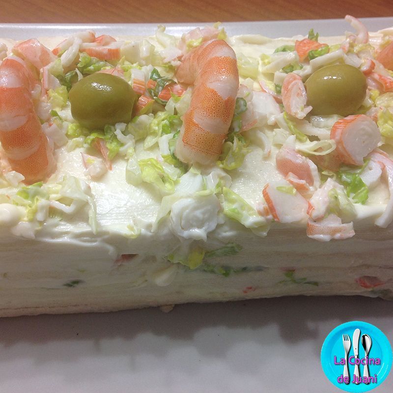 Pastel fresco de atún y cangrejo