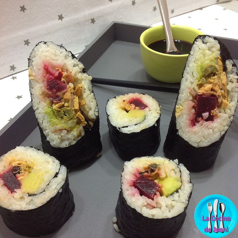 Canapés sushi de mejillón
