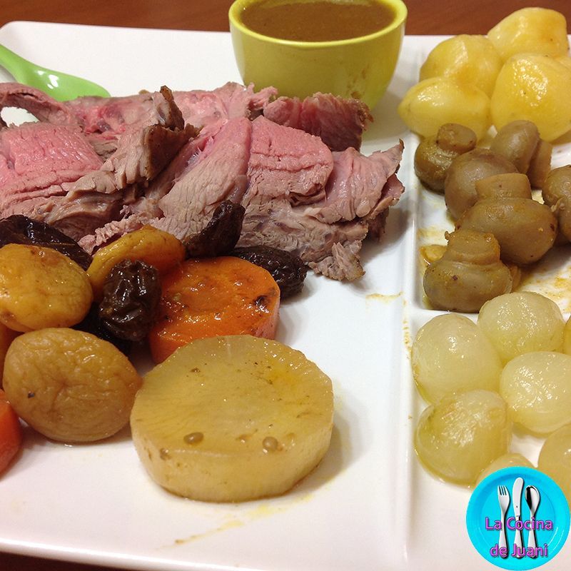 Roast beef de ternera con guarnición
