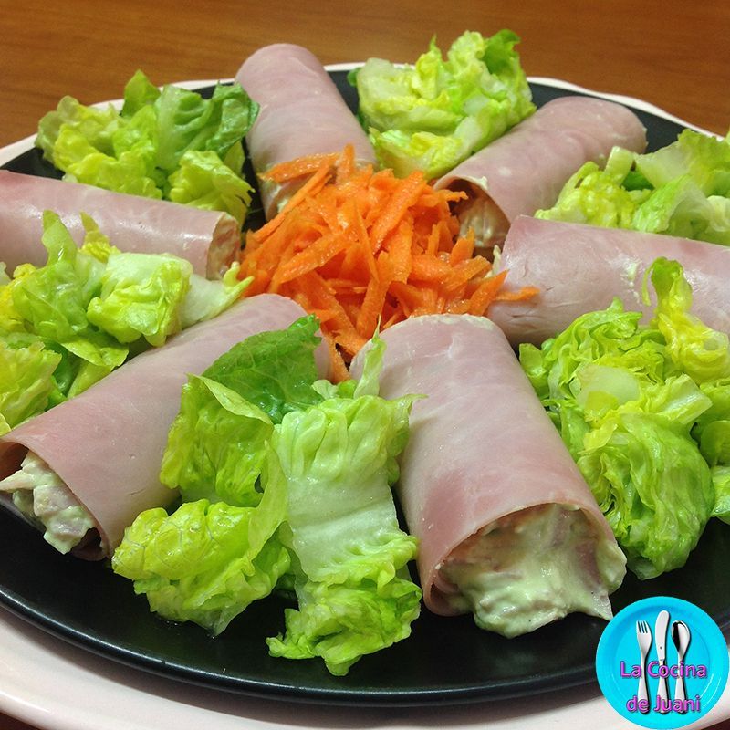 Rollos de jamón y aguacate