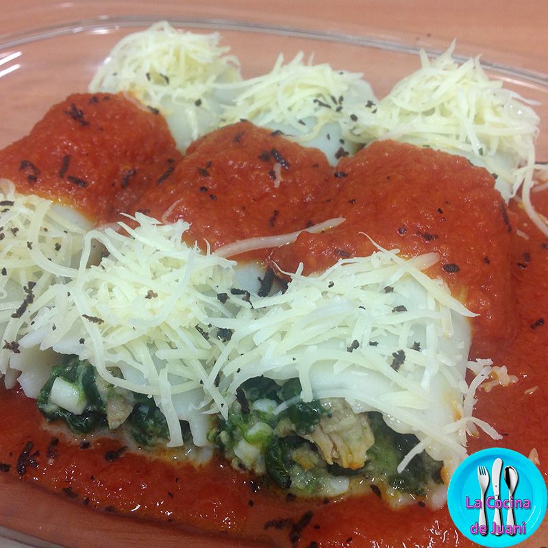 Canelones de espinacas con atún