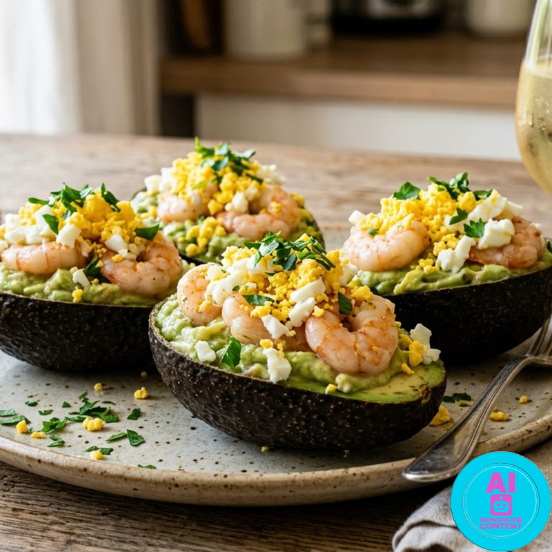 Aguacates rellenos con gambas