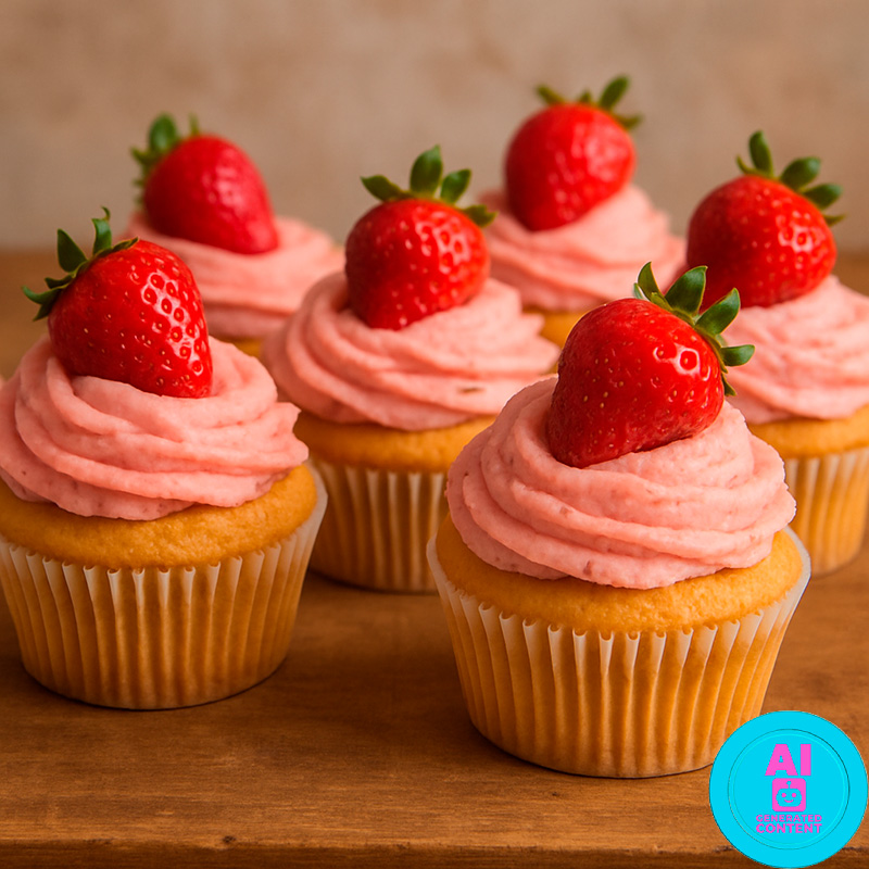 Cupcakes de vainilla y fresa