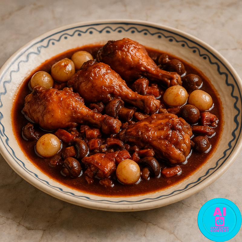 Pollo al vino tinto