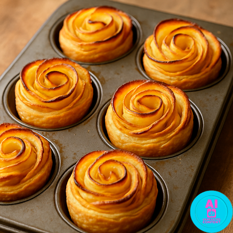 Rosas de hojaldre con manzana